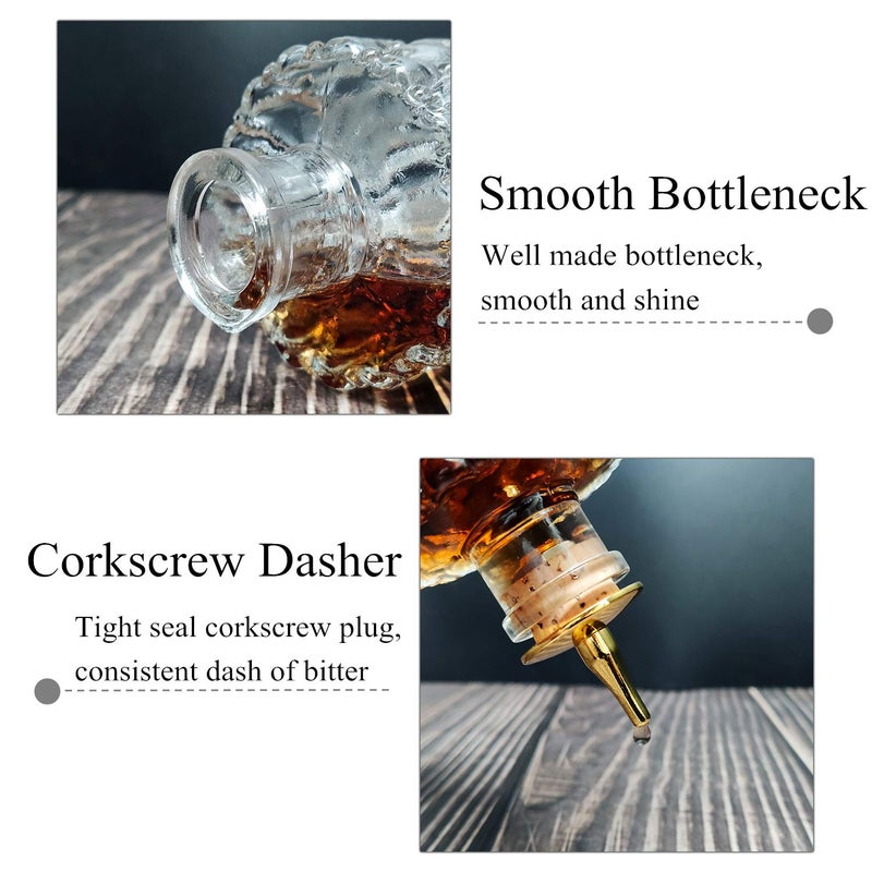 LINALL Jewel Bitter Bottle 6oz / 175ml, With Gold Plated Cork Dasher Top For Cocktail (1, Gold) - Image 3